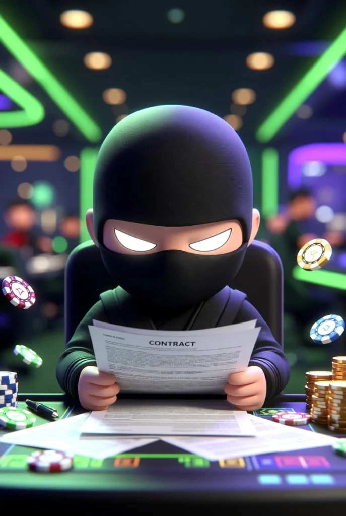 Ninja reads a confidentiality contract