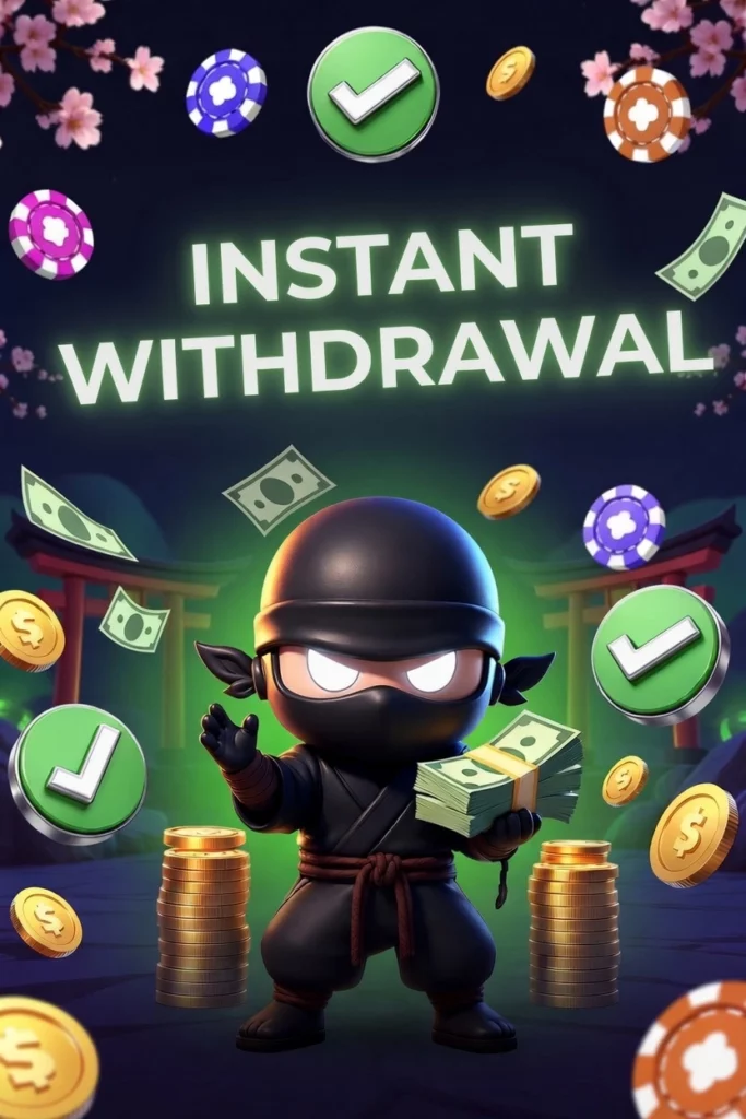 Ninja on a background of gaming attributes