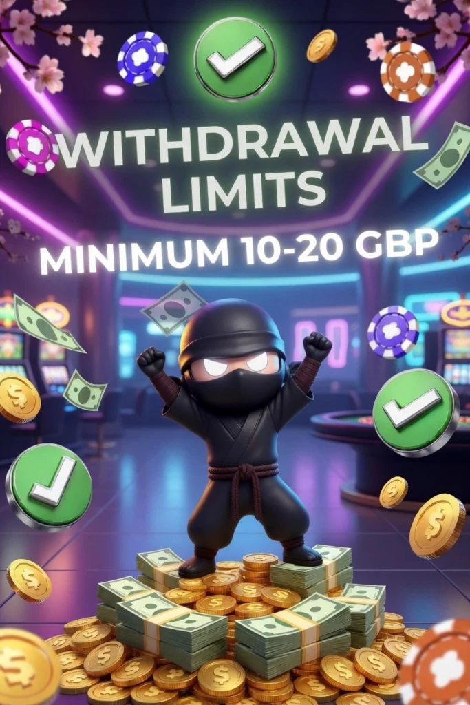 Ninja standing on gaming currency